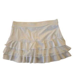Sofibella Womens White Ruffled Athletic Tennis Pickleball Skort Medium